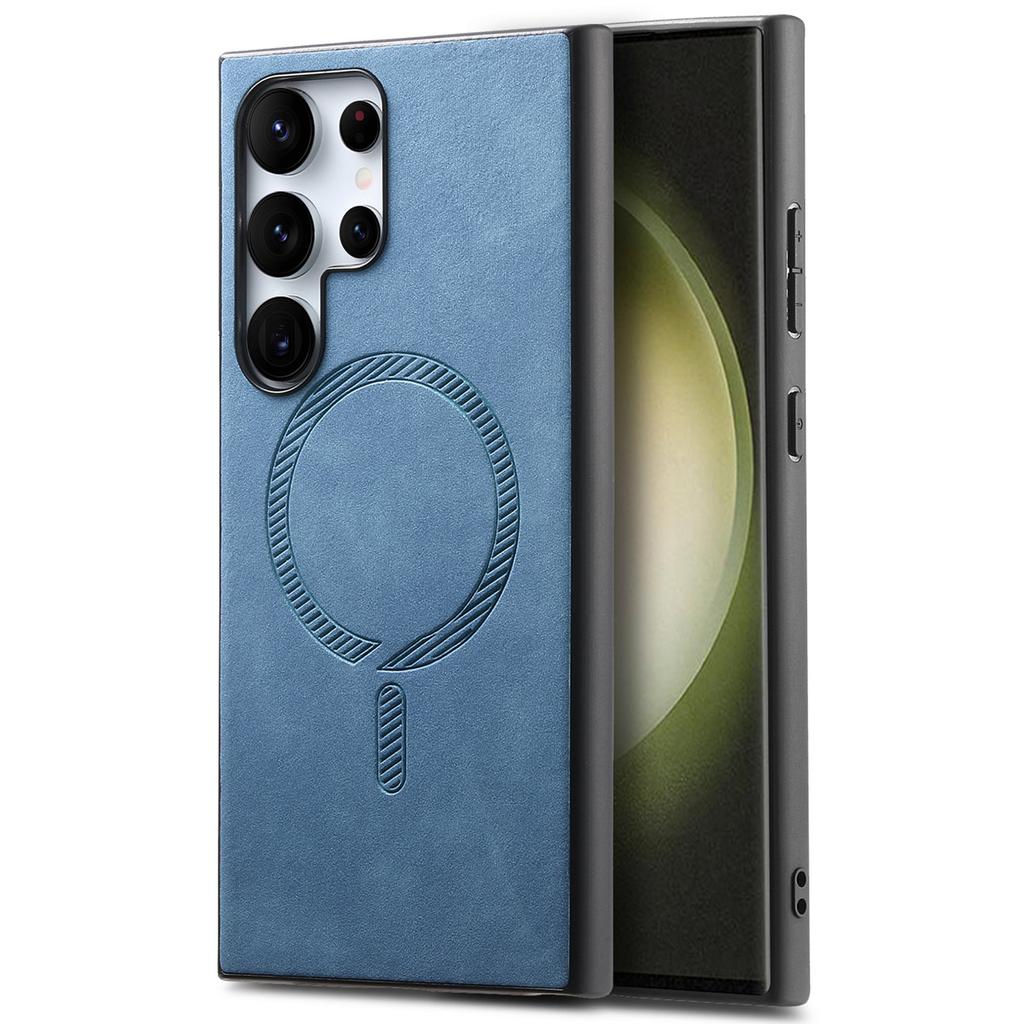 Für Samsung Galaxy S23 Ultra Leder-Rückseite Kompatibel mit MagSafe Hautgefühl Handyhülle