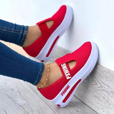 2024 Breathable Mesh Round Toe Platform Sports Shoes Women Size 43 Wedge Casual Sneakers Women Non Slip Vulcanized Shoes