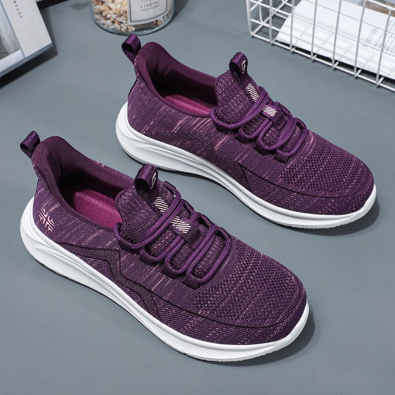 Spring Walking Shoes Female Ultra-light Soft Bottom Non-slip Comfortable Middle-aged Casual Fly Weaving Sports Women's Shoes