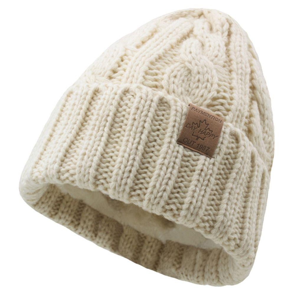 Winter Knitted Cap Warm Plush Beanie Fashion Pullover Hat  Streetwear