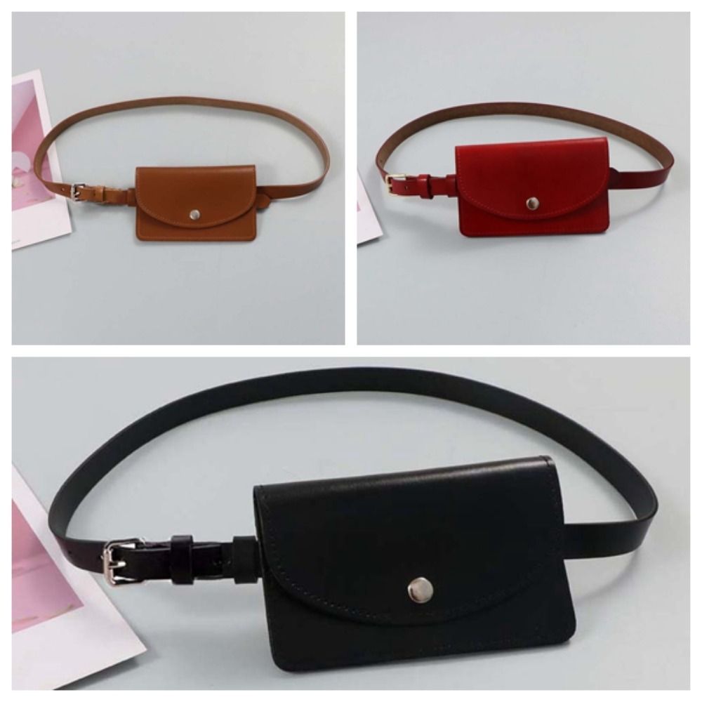 2 in 1 Waistband Waist Bag Detachable PU Leather Coin Purse Simple Waist Belt With Bag  Work