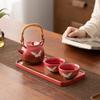 Sushang Chinese Chic Palace Red Auspicious Crane Gongfu Tea Set