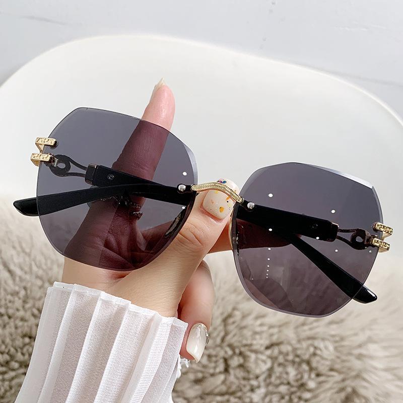 JYL TS Sunglasses Frameless Polygon Gradient Women/90231 B-5150 темно-розовый