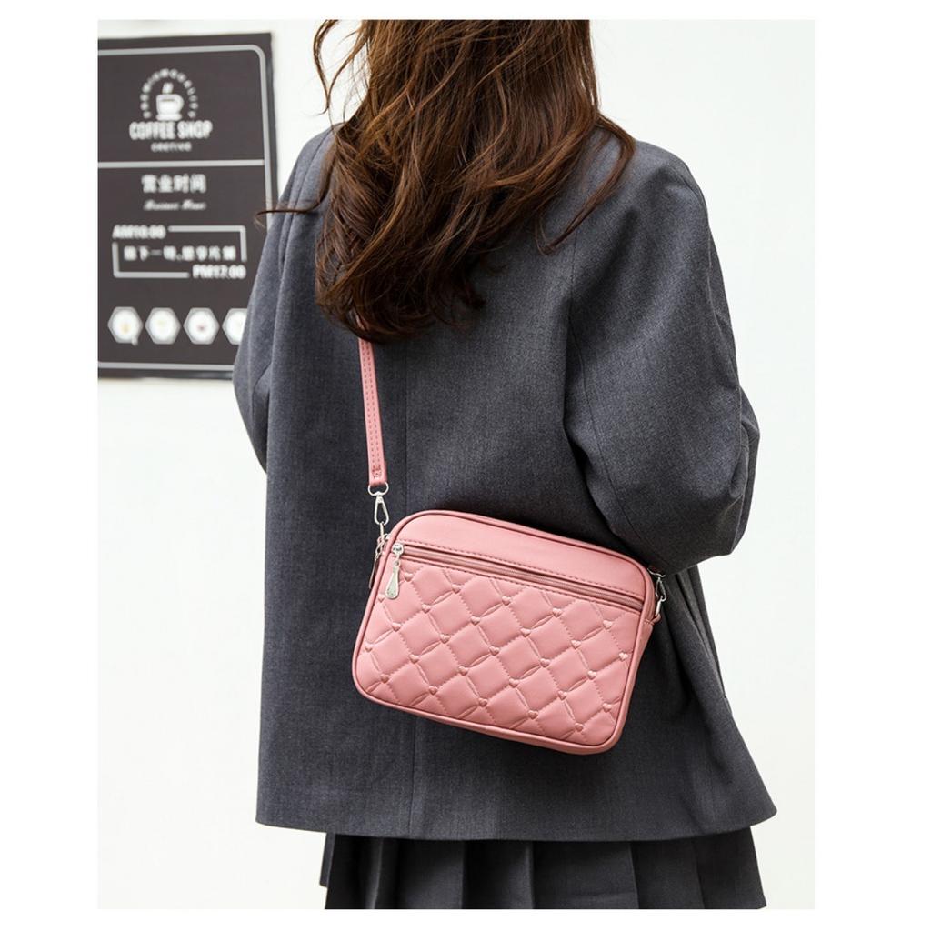 Ladies, Crossbody Bag, Multi-layer Bag, Embroidered Bag, Diamond Patterned Bag, Shoulder Bag, Women's Bag