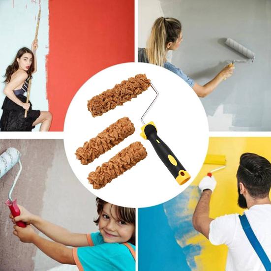 3 ks Ruční malířský váleček Sada Ergonomická rukojeť Omyvatelný Opakovaně použitelný Víceúčelové malířské válečky Váleček na texturu Váleček Štětce Nástroje