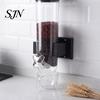 Plastic Food Storage Bin Wall Mounted Dry Dispenser, Space Saving Container with Measuring Kitchen Organization Accessories Cup, Clear Airtight
