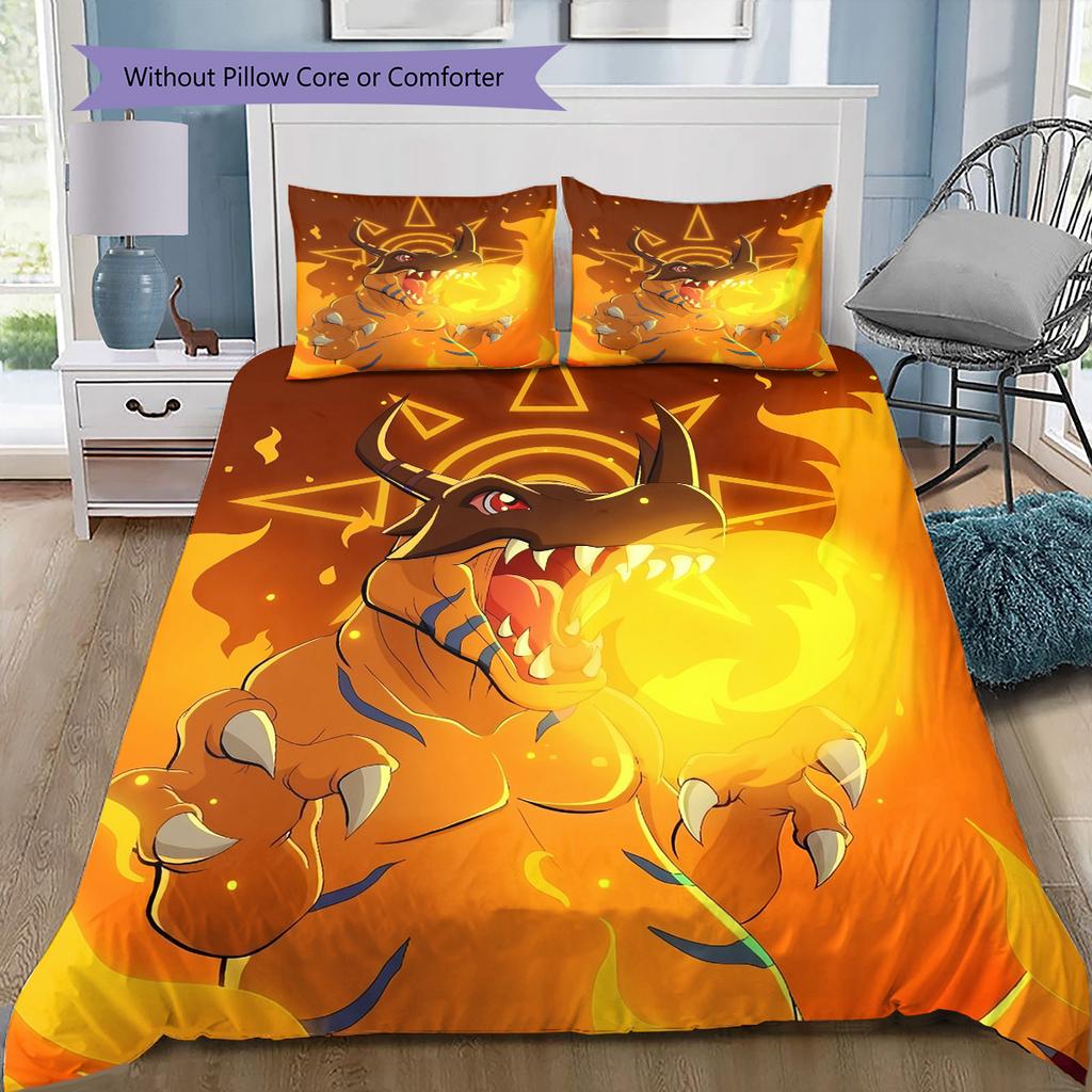 Digimon Bedding Set, 1 Duvet Cover & 2 Pillowcases, Home Decor, Perfect Gift for Digimon Fans