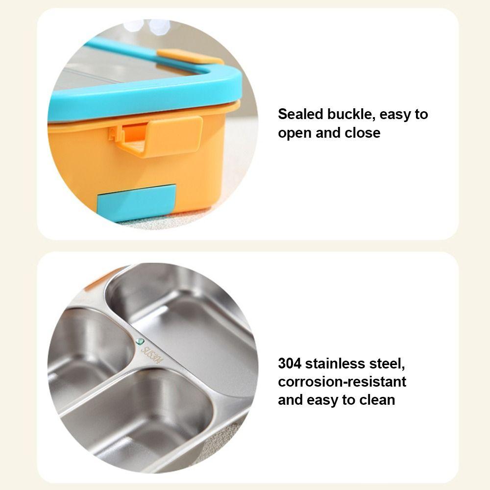 3 Compartments Thermal Lunch Box 304 Stainless Steel Bento Lunch Box  for Office Workers