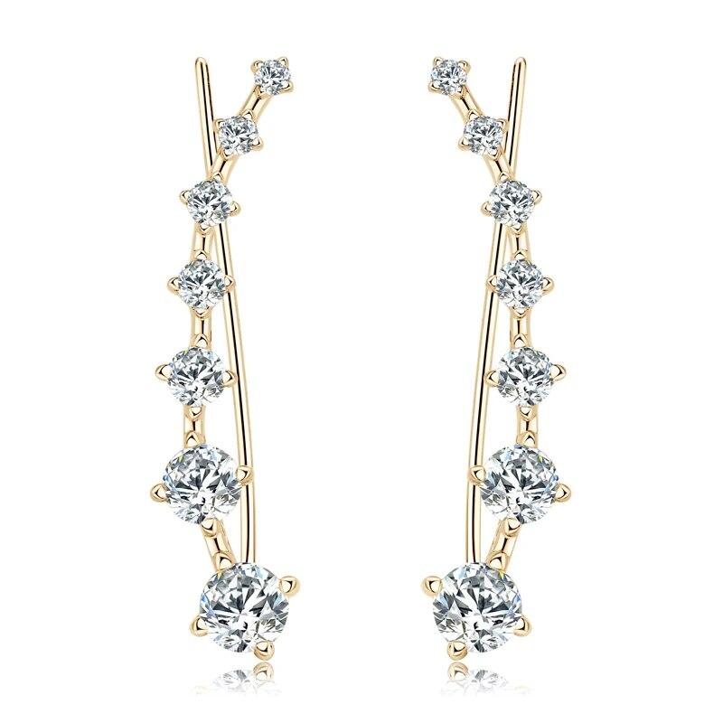 Boucles d'oreilles Moissanite couleur D pour femmes, grimpeur sur chenilles, 7 étoiles, manchettes d'oreilles, argent 925, diamant noir/blanc, bijoux de mariage, cadeau de luxe
