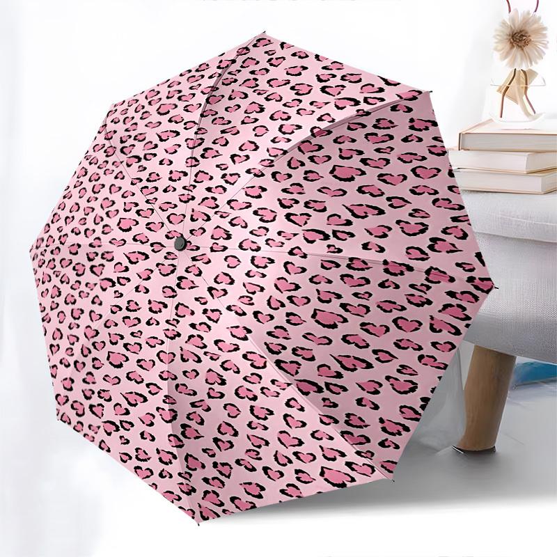 Pink Hearts Pattern Automatic Folding Umbrella Compact 8 Rib Design,Unique Style,Suitable for Everyday Outdoor Use,Perfect Gift for Fri