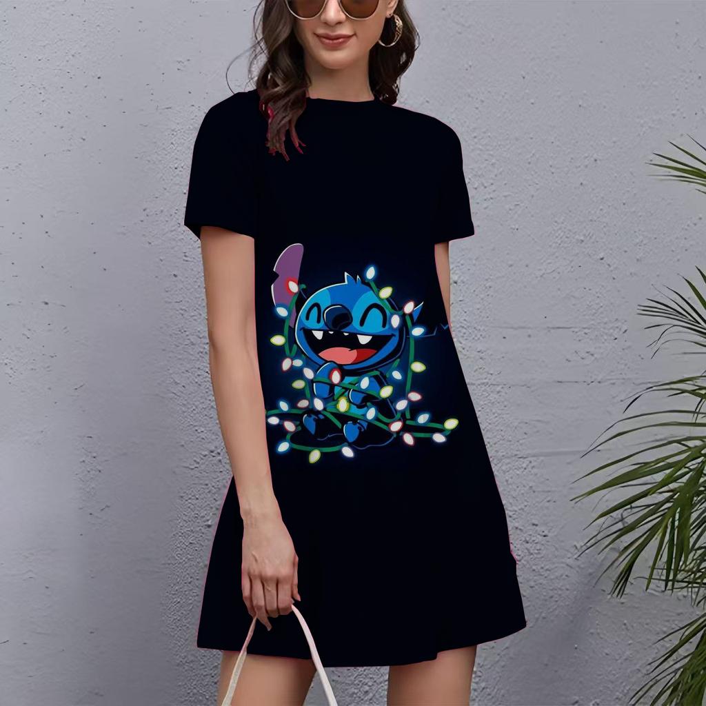 Fashion Printed Loose Women's Versatile Casual Crew Neck Casual Dresses