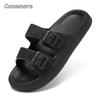 Comemore Thick Platform Sandals Beach Shoes Bathroom Slipper Soft Men Flat Slides Women Slippers Adjustable Buckle Oversized 47