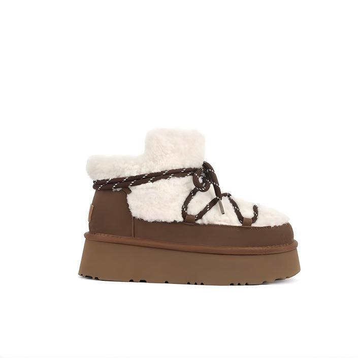 Fleece Straps Color Matching New Autumn and Winter Thick-soled Lamb Wool Short Boots Women's Snow Boots Cotton Shoes Women