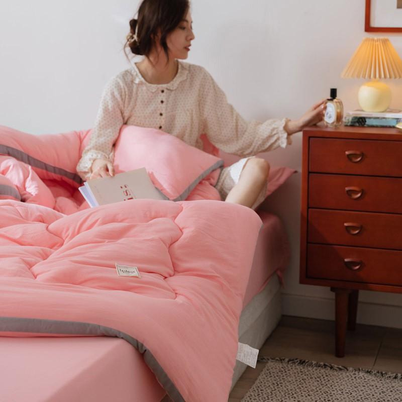 Japanese Style Quilted Comforter Washed Cotton Thick Warm Fiber Duvet All Season