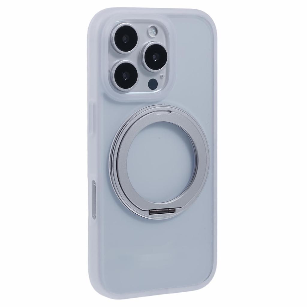 For iPhone 16 Pro Case PC+TPU Phone Cover Rotation Ring Holder Kickstand