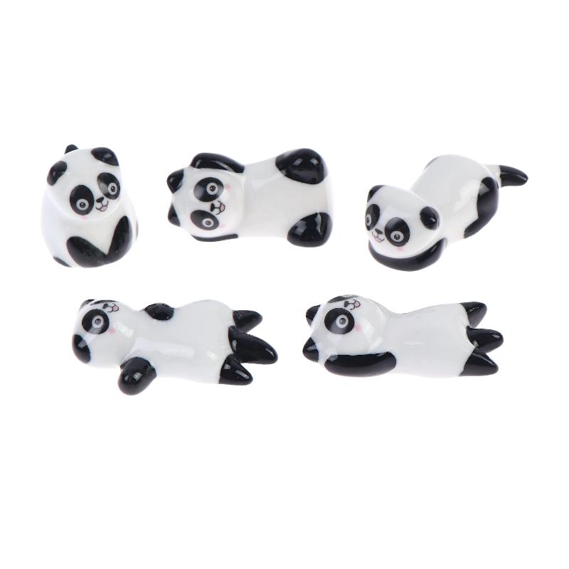 Mini Panda Ceramic Chopstick Rest Cute Cartoon Tableware Spoon Holder Pen Rack For Home Restaurant Kitchen Dining Table Decor
