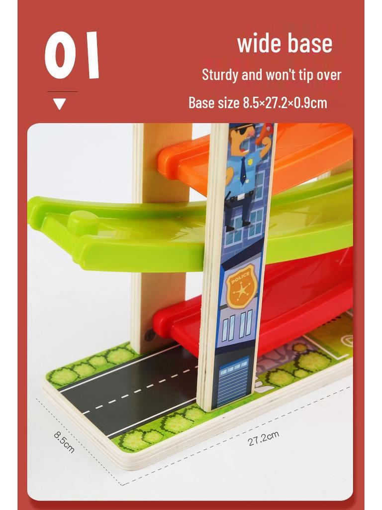 Kids' Wooden Car Glider Playset: Fun Track & Parking Lot