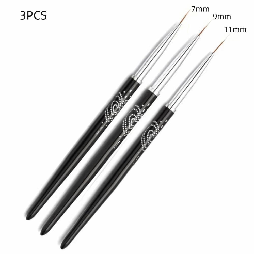 Black Color Nail Art Liner Brush Metal Handle Nail Drawing Pens UV Gel Application