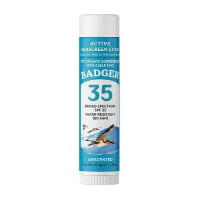 Active Sunscreen Stick with Clear Zinc SPF 35 Unscented, 0.65 Oz