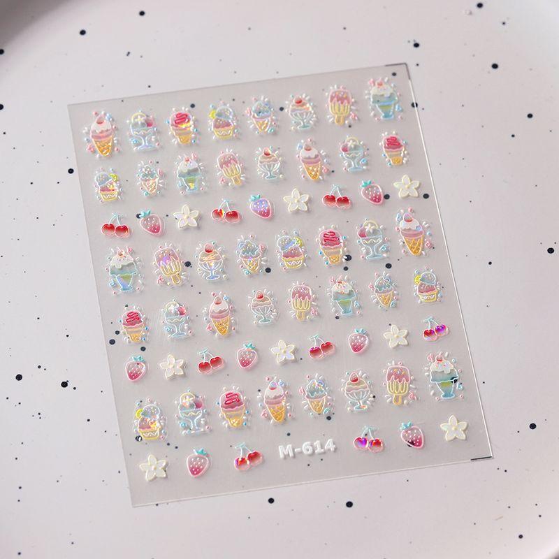 

Season Jelly Glue Glass Broken Ice Cream Nail Sticker Waterproof Nail Sticker Decorative Decals Ornament M614 615 M614 (Broken Glass)