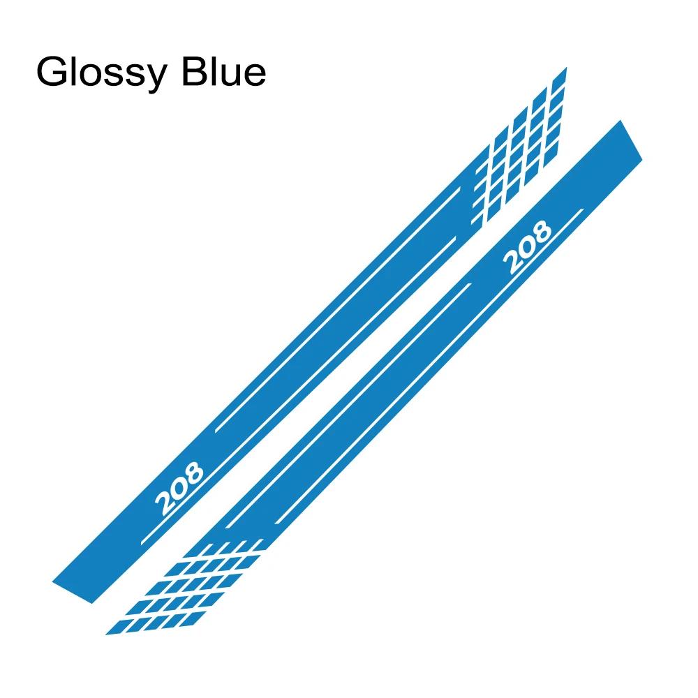 2PCS Car Door Side Skirt Stripes Stickers For Peugeot 208 Gt Tuning Auto Accessories Line Graphics Vinyl PVC Decals