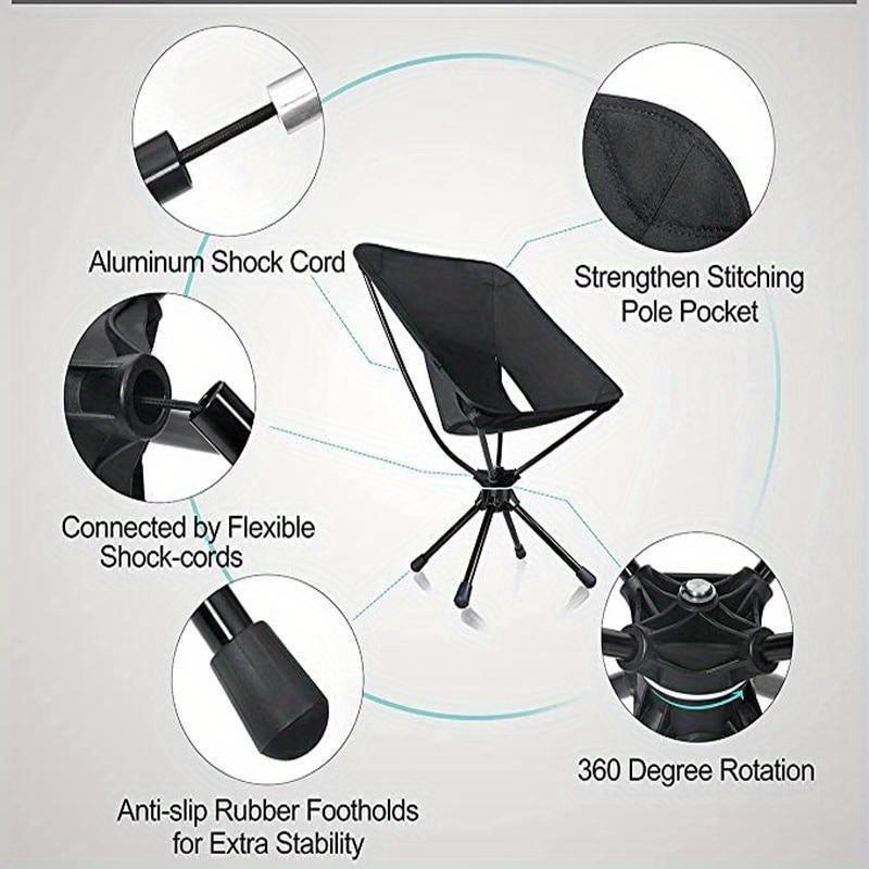Outdoor Camping Chairs Portable Foldable Lightweight Compact Beach Chair 360 Degree Rotatable Aluminum Alloy Folding Chair New