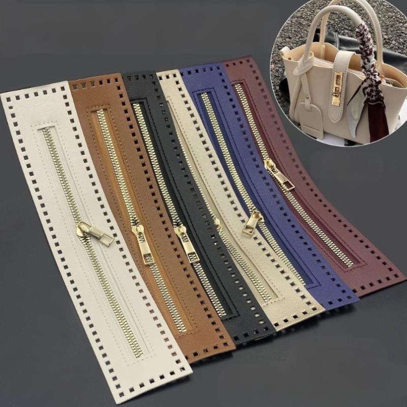 27 cm doppelseitige Leder-Reißverschluss-Utility-Handtasche Leder-Reißverschluss-Utility-Häkeltasche Beschläge Solider Reißverschluss Nähzubehör