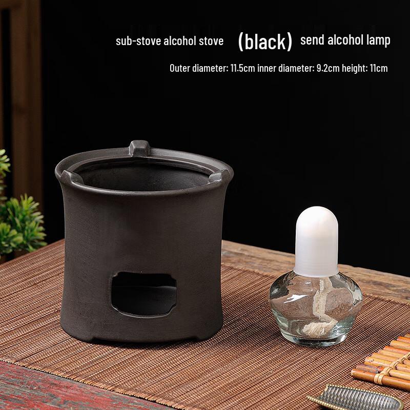 Purple Clay Teapot with Alcohol Tea Warmer Set