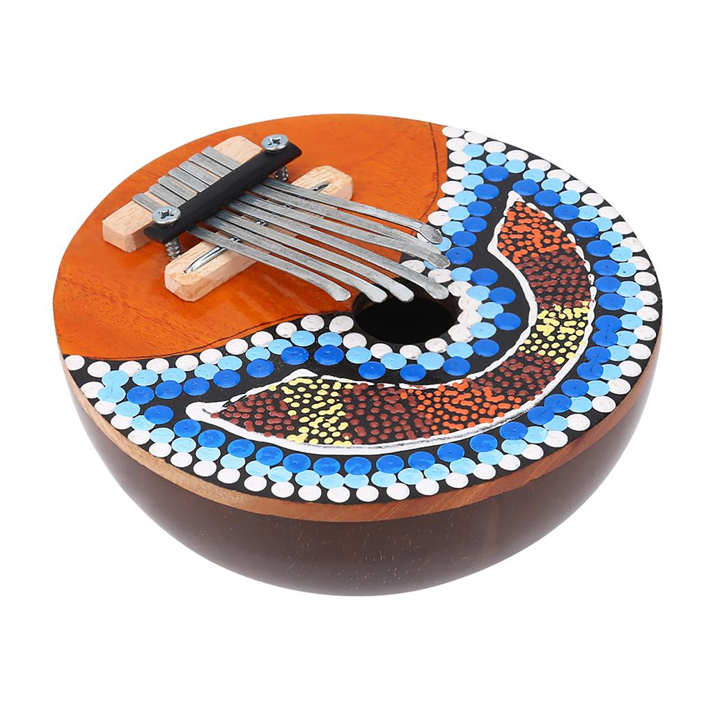 7 Key Tuneable Coconut Shell Mbira Portable Finger Thumb Piano Musical Instrument