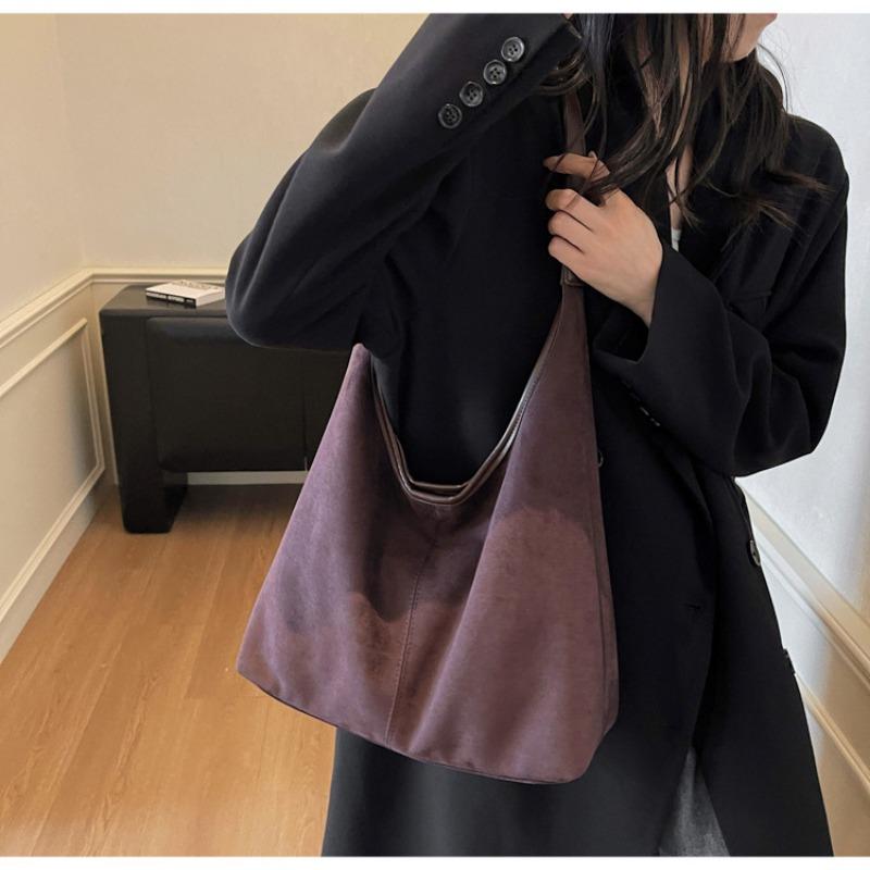 Suede Bag Women's Large-capacity New Autumn and Winter Retro Shoulder Messenger Bag Commuter Tote Bag