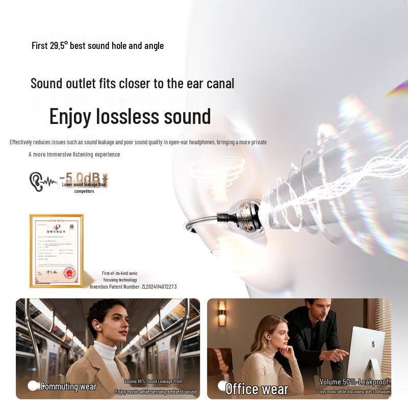 sanag F30 Open-Ear Clip Bluetooth Earbuds with ANC
