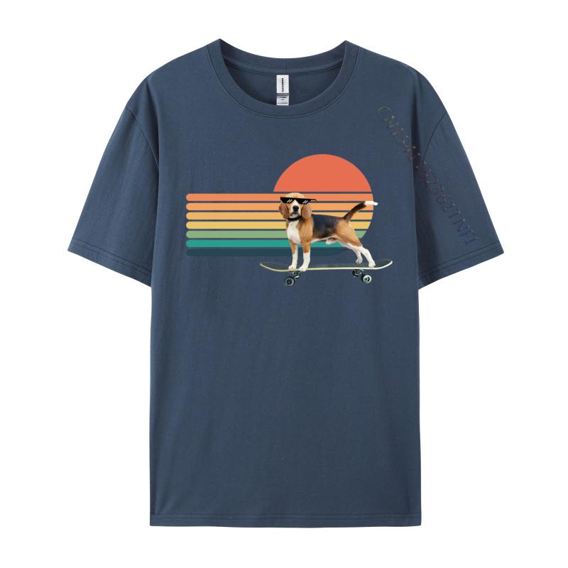 Vintage Beagle Skateboard Dog T Shirts Graphic Man Tee Shirts Crew Neck Cotton Unisex Tops Streetwear