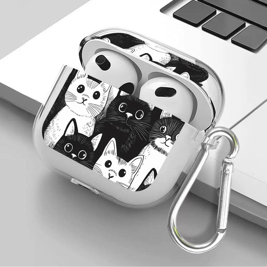 Case For Airpods Pro2 3 2 1 Pro 4 Pro3 Clear Earphone Cases Cover Cute Cat Lovely