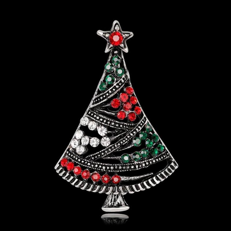 Women Christmas Tree Brooch Pin Multicolor Rhinestone Jewelry Fashion Xmas Gift