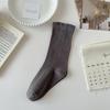 Women's Mid-Calf Socks: Autumn/Winter Maternity Loose-Fit, Solid Color, Trendy Spring Pile Socks in Black or White