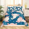Cartoon Axolotl Duvet Cover Set KingQueen Size Kids Girls Boys Cute Rainbow Sea Wildlife Animal Reptile Polyester Bedding Set