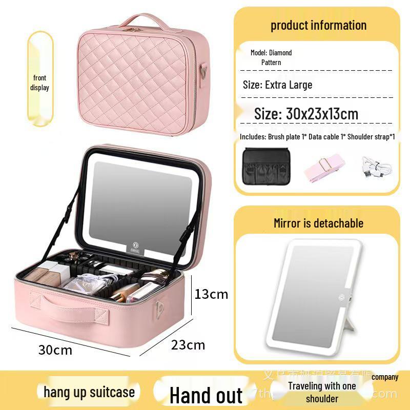 High-Quality LED Light Makeup Bag with Detachable Large-Capacity Cosmetic Storage