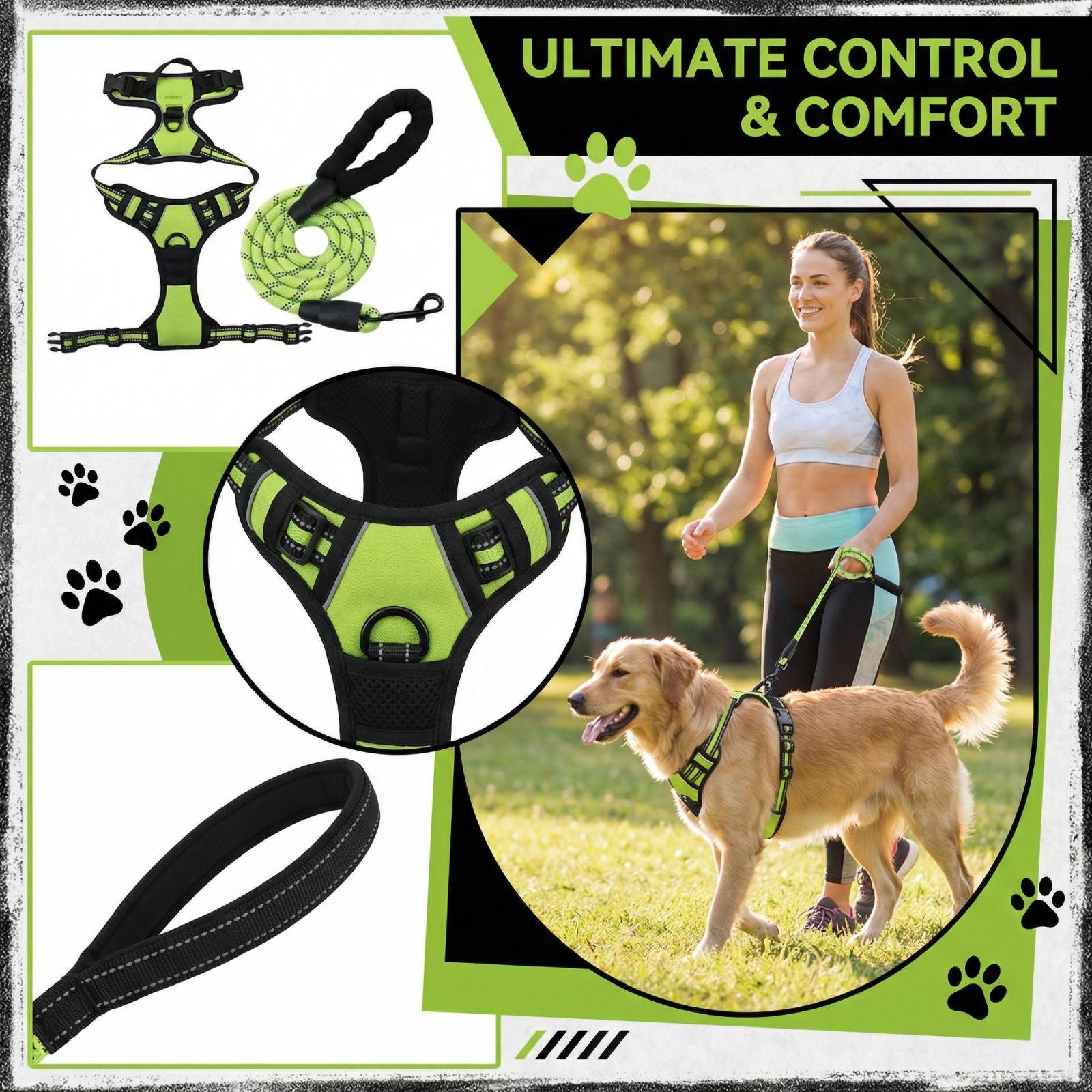 

Explosion Proof Tugging Pet Back And Chest Strap Pulling Rope XL зелений