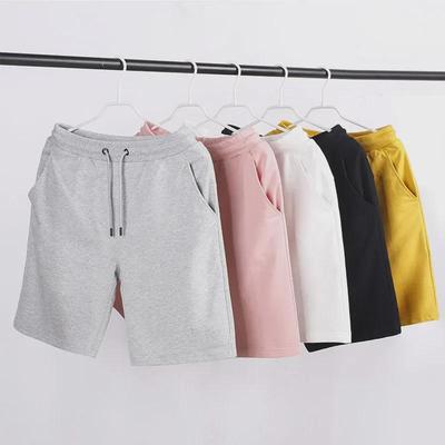 Unisex Solid Color Cotton Knit Board Shorts - Loose, Casual, and Comfortable Sweatpants for Couples