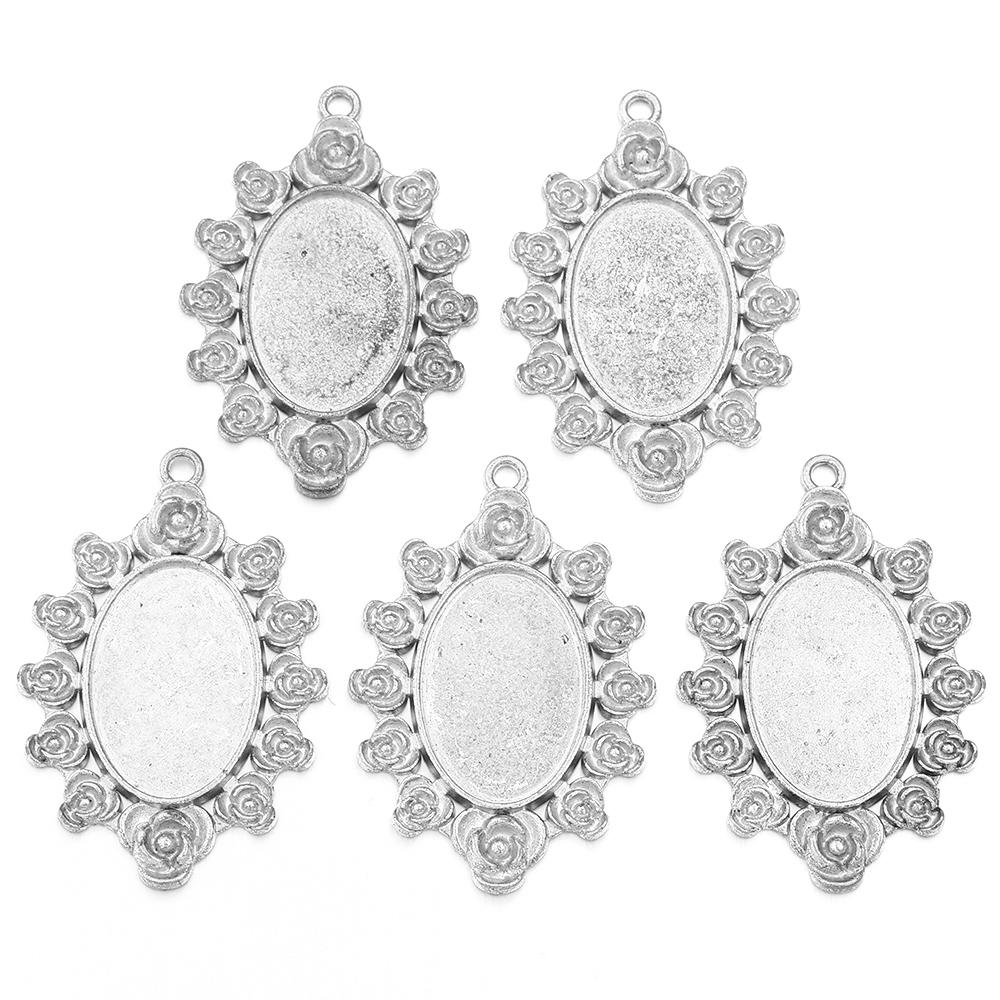 5-10pcs/lot Vintage Necklace Pendant Setting Cabochon Base Tray Bezel Blank For Pendants Cabochons Jewelry Making Accessories