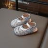 Girls Hollow Out Woven Princess Sandals, Spring Summer Knit Crocs Half Shoes for Baby Girls