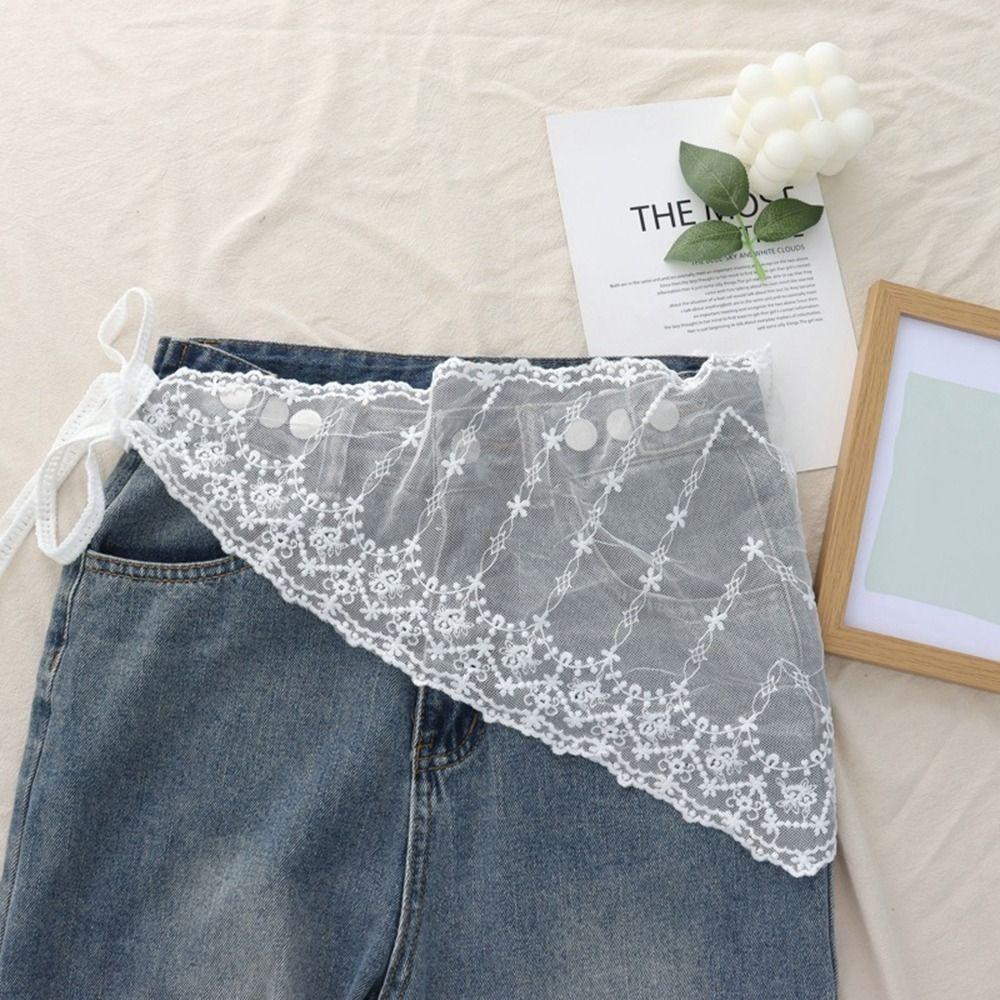 Lace Trim Triangle Short Skirt Soft Lace Butt Curtain Skirt New Waist Scarf For Women