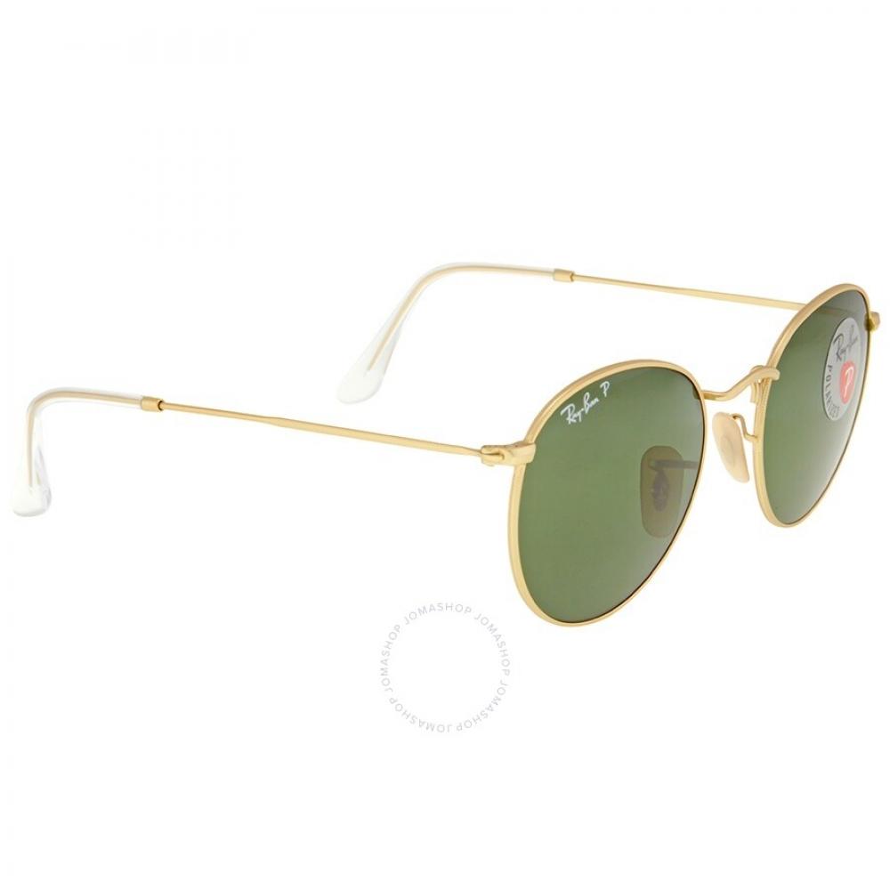 Ray Ban Round Metal Polarized Green Unisex Sunglasses Rb3447 112 58 50