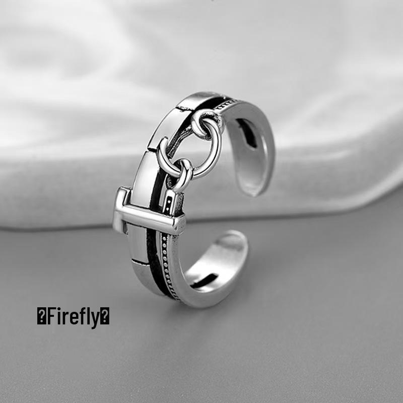 Pánský nastavitelný retro hip-hopový prsten na ukazováček - Otevřený, univerzální jednoduchý trendy prsten