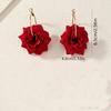 Hot-selling Big Red Bright Rose Hoop Earrings Exquisite Elegant Gentle Vacation Daily Travel Tassel