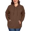 Women's  Casual Large Sized Long Sleeved Hooded Solid Color Sweatshirt