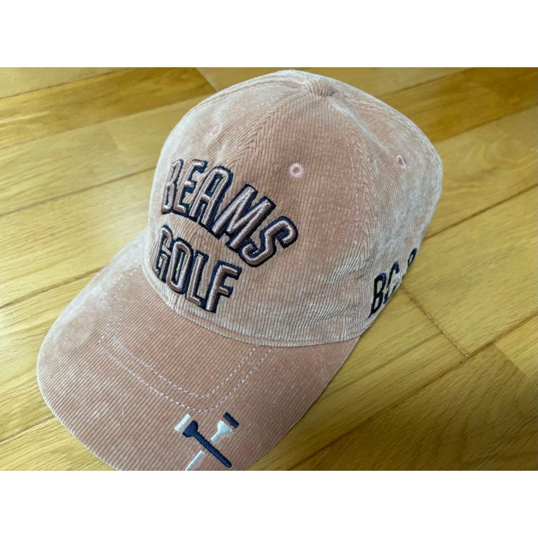 Used BEAMS GOLF corduroy cap pink