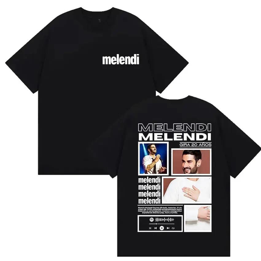 Rapper Melendi Tour 2025 Album Merch T Shirts Men's Vintage Gothic Oversized Cotton T-shirt Plus Size Streetwear Cotton Hip Hop