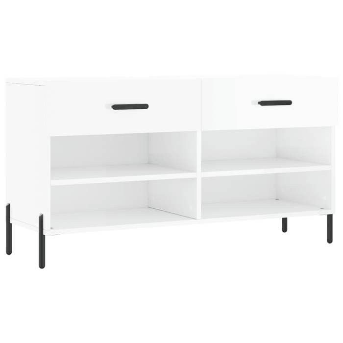 VidaXL Banc à Chaussures, Armoire à Chaussures avec 4 Étagères et Pieds, Meuble à Chaussures avec 2 Tiroirs Salon, Moderne, 829750