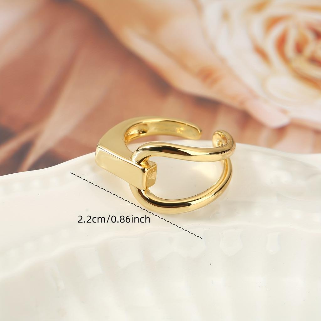 1pc Fashion Copper Open Adjustable Ring, Smooth Surface Unisex Design - Party Daily Wedding Gift, Christmas Thanksgiving